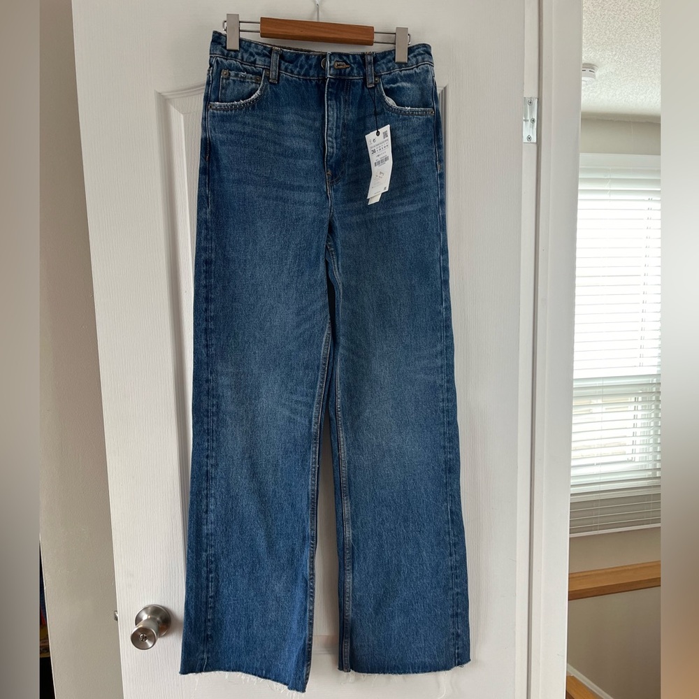Zara Women's Blue Flare & Wide Leg Jeans